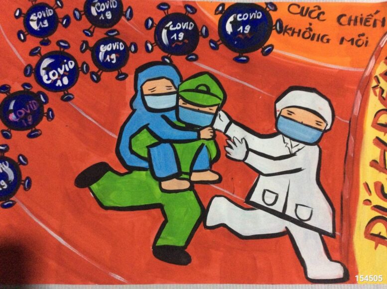 Vẽ tranh ngày hội sắc màu chạy khỏi virus