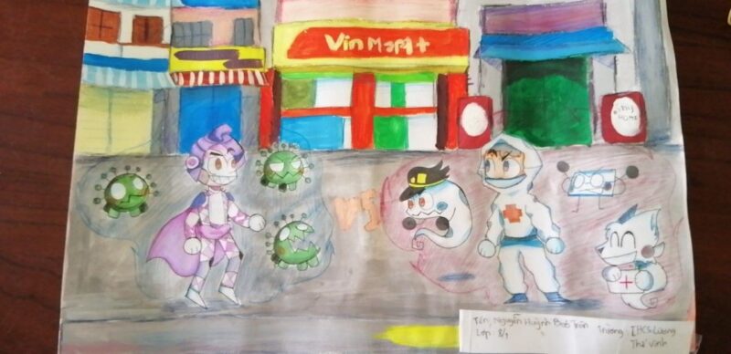Vẽ tranh ngày hội sắc màu cuộc chiến giữa bác sĩ và virus bệnh