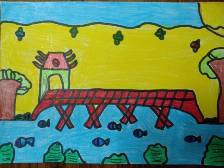 tranh vẽ danh lam thắng cảnh Hà Nội đẹp, đơn giản nhất