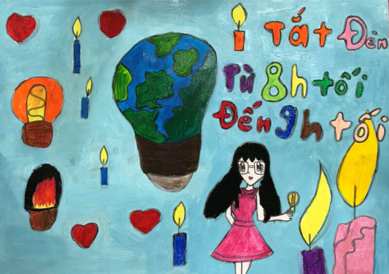 vẽ tranh tiết kiệm điện đẹp đơn giản cổ động phong trào