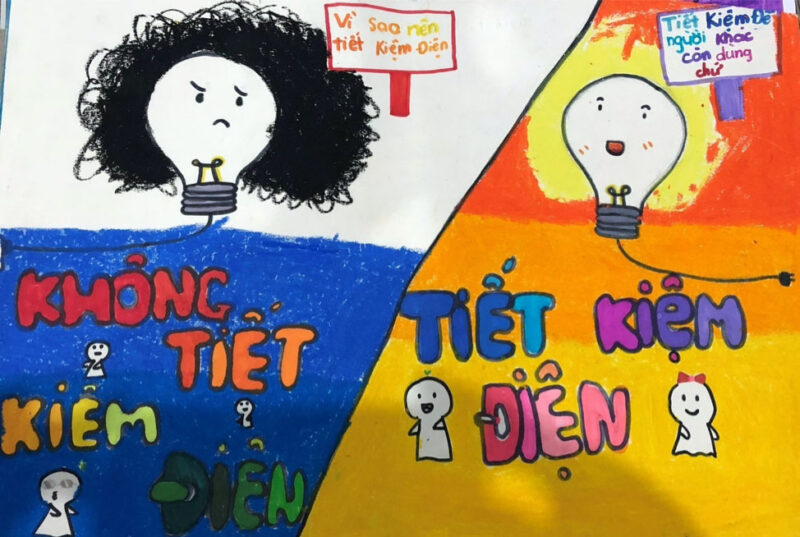 vẽ tranh tiết kiệm điện đẹp đơn giản nhất