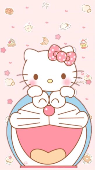 ảnh nền Doremon và hello kitty