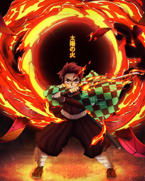 ảnh tanjiro thi triển võ công đẹp mắt