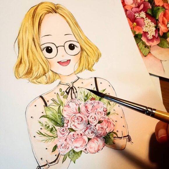 Cách vẽ cô gái bằng bút dầu