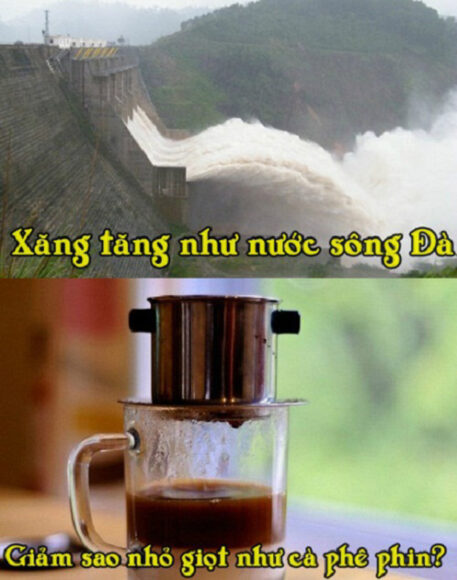 Hình đổ xăng giá xăng tăng như nước sông Đà