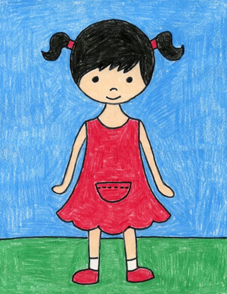 Hình vẽ cô gái nhỏ xinh