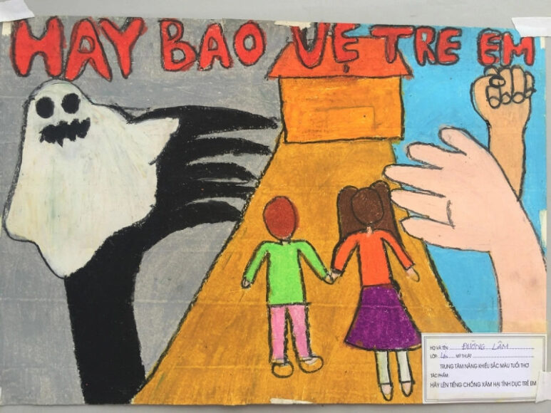 vẽ tranh phòng chống xâm hại trẻ em đơn giản