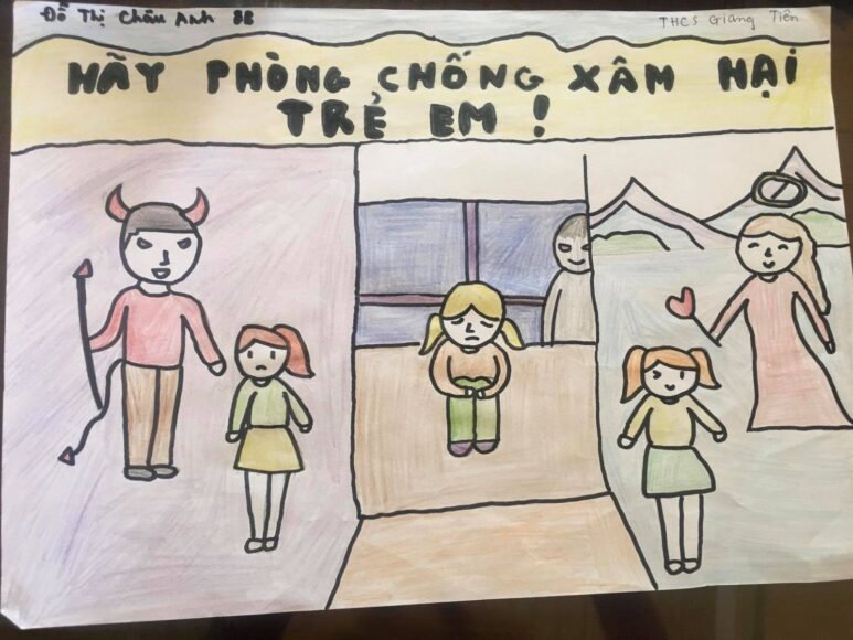 vẽ tranh phòng chống xâm hại trẻ em đơn giản mà ý nghĩa