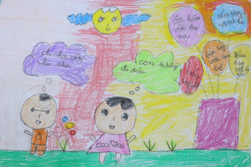 vẽ tranh phòng chống xâm hại trẻ em không đi chơi với người lạ