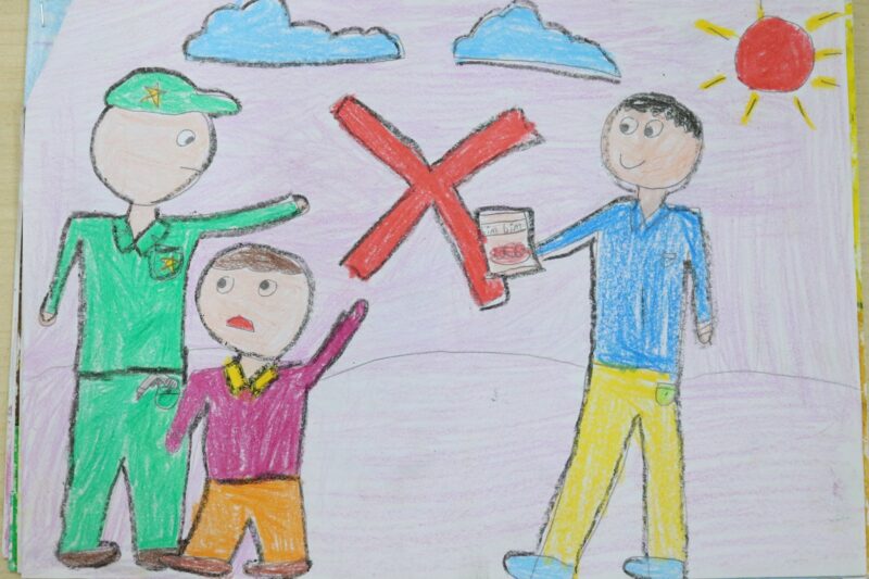 vẽ tranh phòng chống xâm hại trẻ em không nhận đồ người lạ