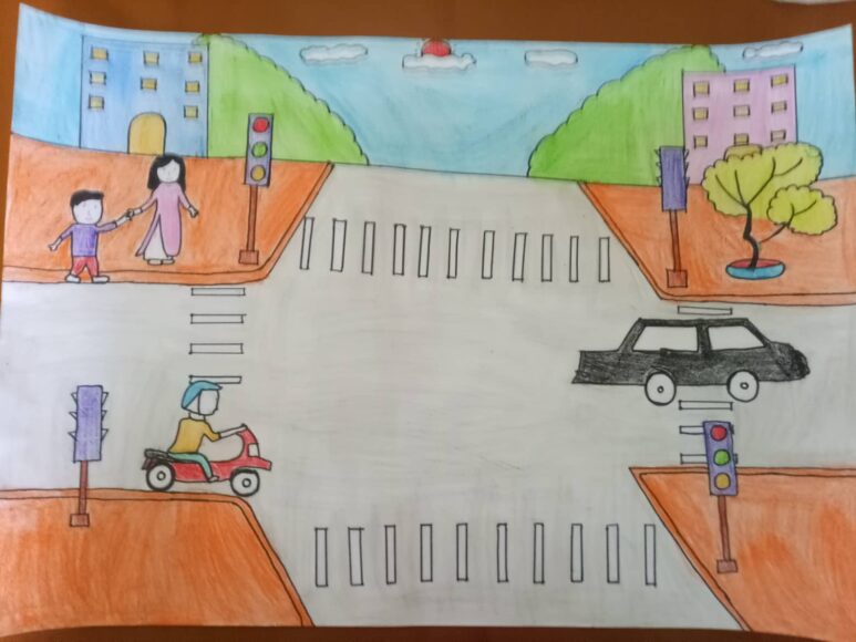 Vẽ tranh ý tưởng trẻ thơ an toàn giao thông