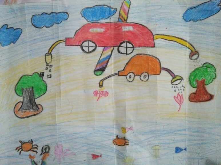 Vẽ tranh ý tưởng trẻ thơ máy bay tưới nước