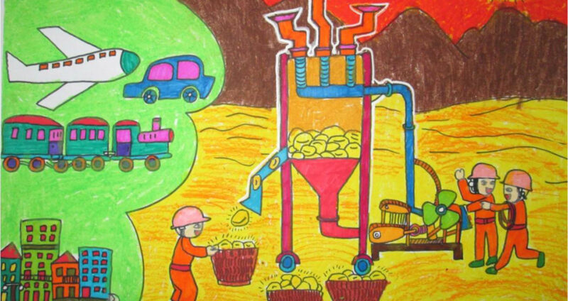 Vẽ tranh ý tưởng trẻ thơ máy đào vàng