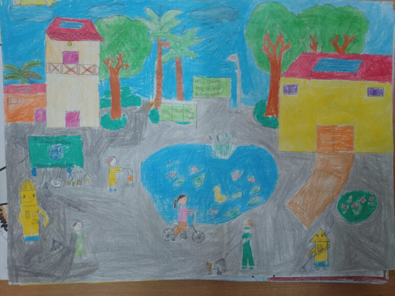 Vẽ tranh ý tưởng trẻ thơ robot