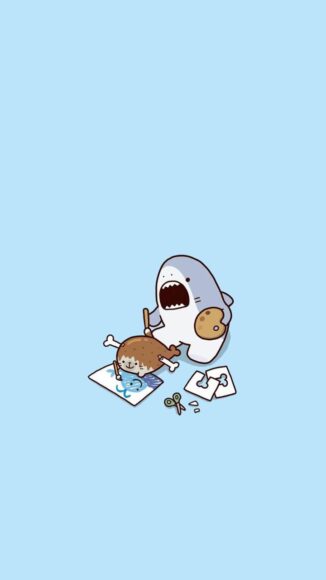 Ảnh cá mập hoạt hình đang vẽ tranh