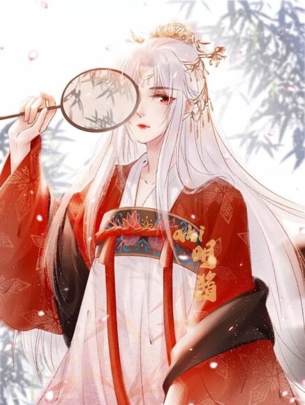 Ảnh hồ ly cầm quạt che mắt