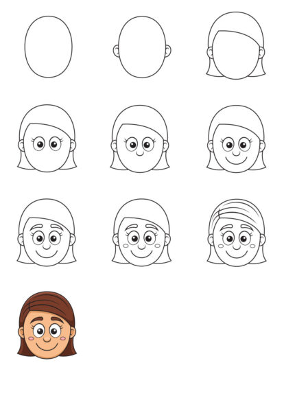 Cách vẽ cô gái vẽ khuôn mặt xinh xắn đơn giản