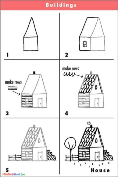 cách vẽ ngôi nhà đơn giản, cực dễ