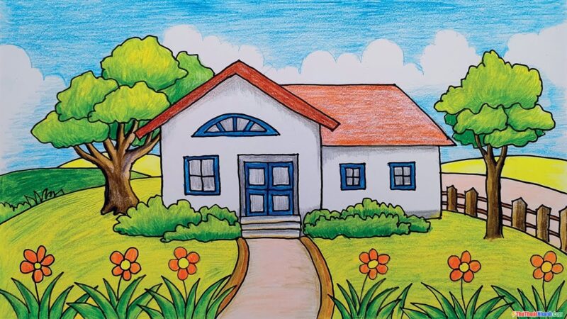 cách vẽ ngôi nhà lớp 7 đẹp đơn gian