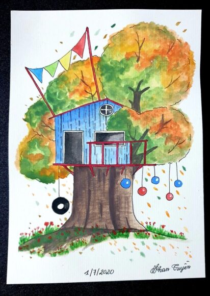 Cách vẽ ngôi nhà thông minh trên cây