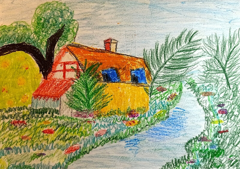 Cách vẽ ngôi nhà ven sông đơn giản