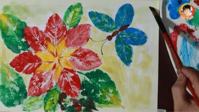 Cách vẽ tranh in hoa lá