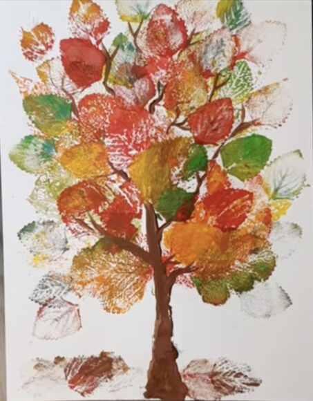 Cách vẽ tranh in hoa lá cây mùa thu