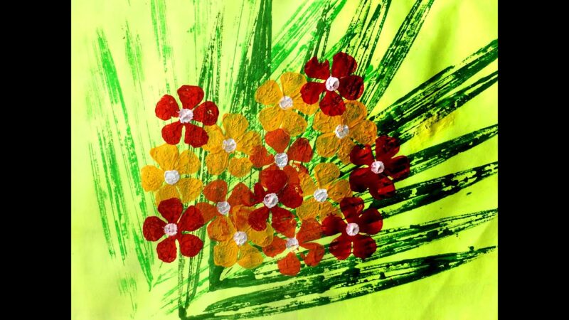 Cách vẽ tranh in hoa lá hoa 5 cánh