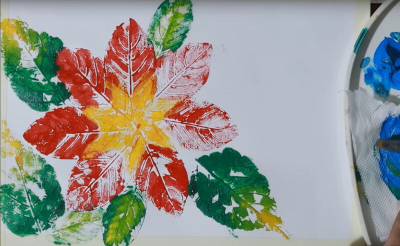 Cách vẽ tranh in hoa lá nhiều màu