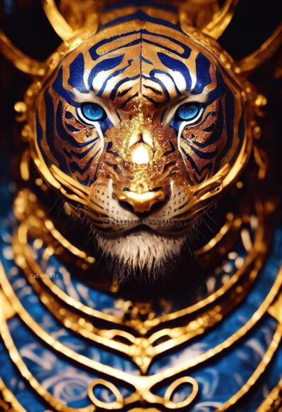 Hình ảnh 12 con giáp chiến binh con hổ có đôi mắt xanh