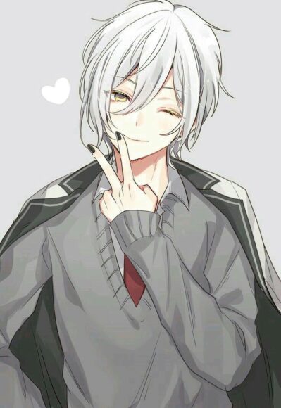 hình ảnh anime nam tóc trắng dễ thương