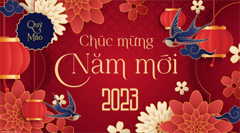 Hình ảnh chúc mừng năm mới 2023 đẹp chim én bay