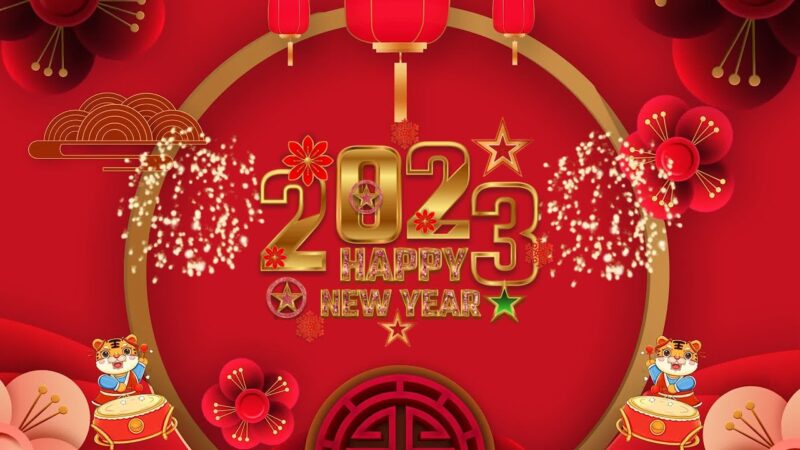 Hình ảnh chúc mừng năm mới 2023 tuyệt đẹp màu đỏ