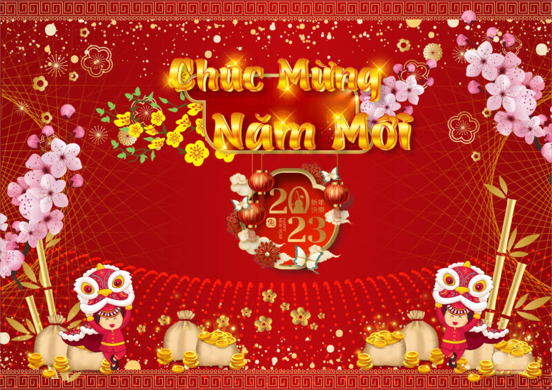 Hình ảnh chúc mừng năm mới đẹp rộn ràng màu đỏ