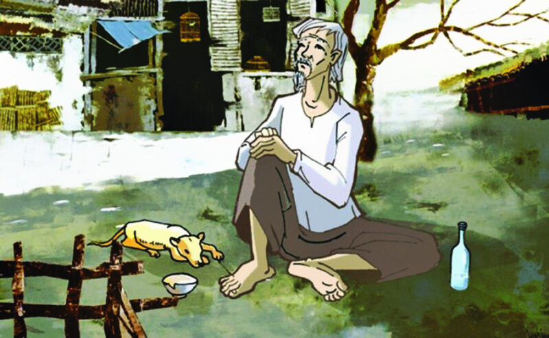 hình ảnh lão Hạc ngồi buồn