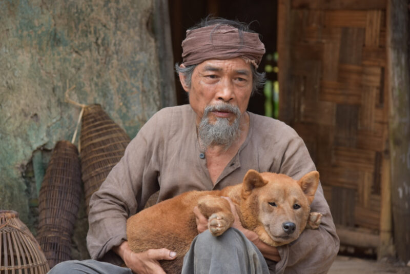 hình ảnh lão Hạc ôm cậu vàng