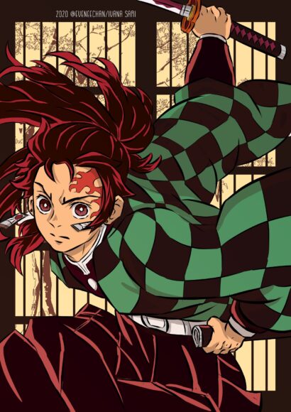 hình ảnh Tanjiro ngầu vung kiếm