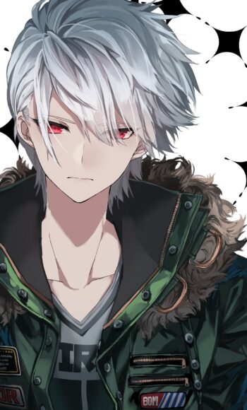 hình anime nam tóc trắng mắt đỏ