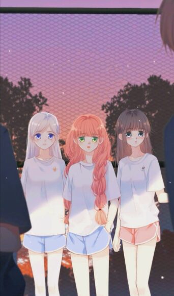 Hình anime nhóm đi dạo buổi tối