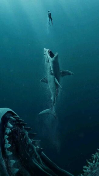 Hình cá mập chuẩn bị ăn thịt người