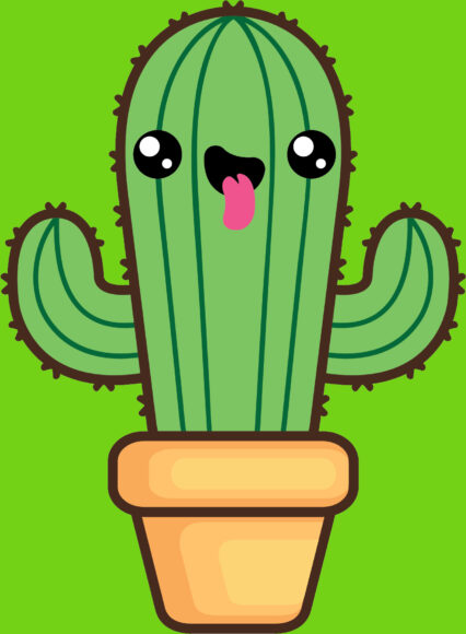 Hình cây xương rồng lè lưỡi cute