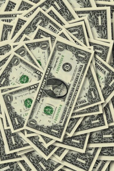 Hình tiền Đô 1 Đô xếp thành hình tròn xoay