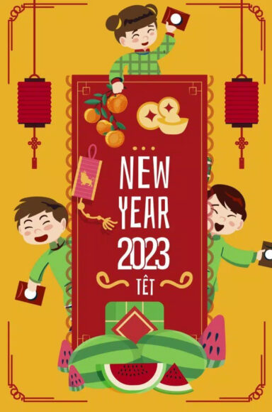 Thiệp chúc mừng năm mới Tết 2023 Quý Mão cute