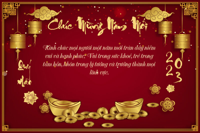 Thiệp chúc mừng năm mới Tết 2023 Quý Mão đẹp ấn tượng
