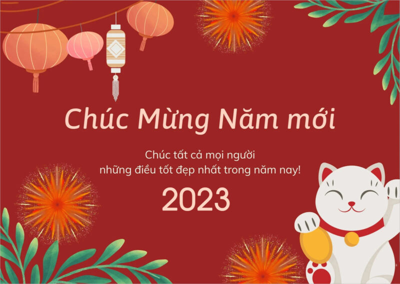 Thiệp chúc mừng năm mới Tết 2023 Quý Mão đẹp cute