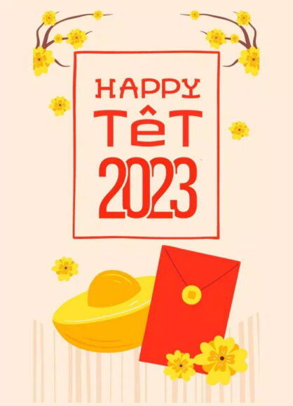 Thiệp chúc mừng năm mới Tết 2023 Quý Mão đẹp nhẹ nhàng
