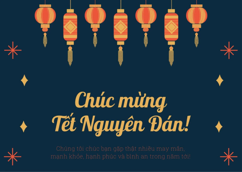 Thiệp chúc mừng năm mới Tết 2023 Quý Mão đơn giản màu xanh