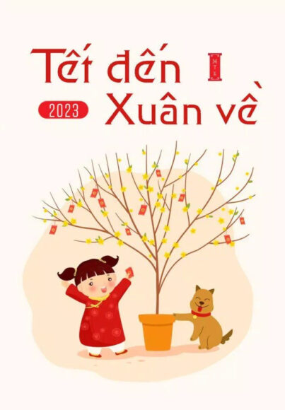 Thiệp chúc mừng năm mới Tết 2023 Quý Mão Tết đến xuân về