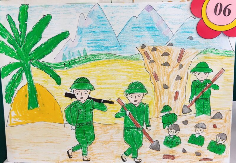 Vẽ tranh 22 12 đơn giản của học sinh mầm non