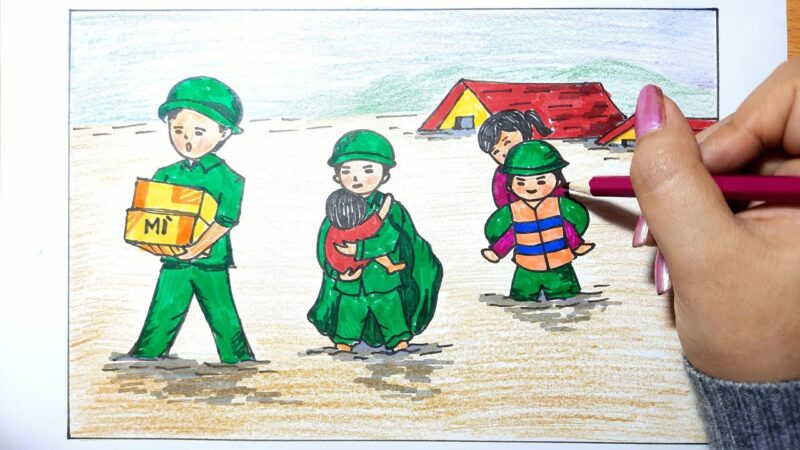 Vẽ tranh 22 12 hình các chú bộ đội đẹp